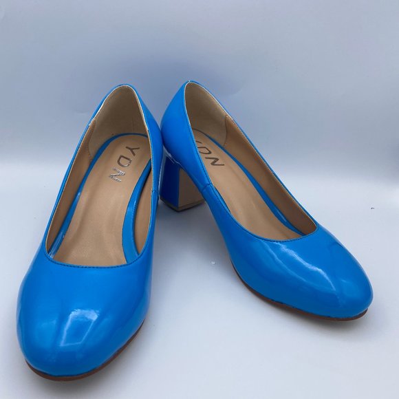 YDN Shoes - YDN Blue Round Toe Block Low Heel Pumps Business